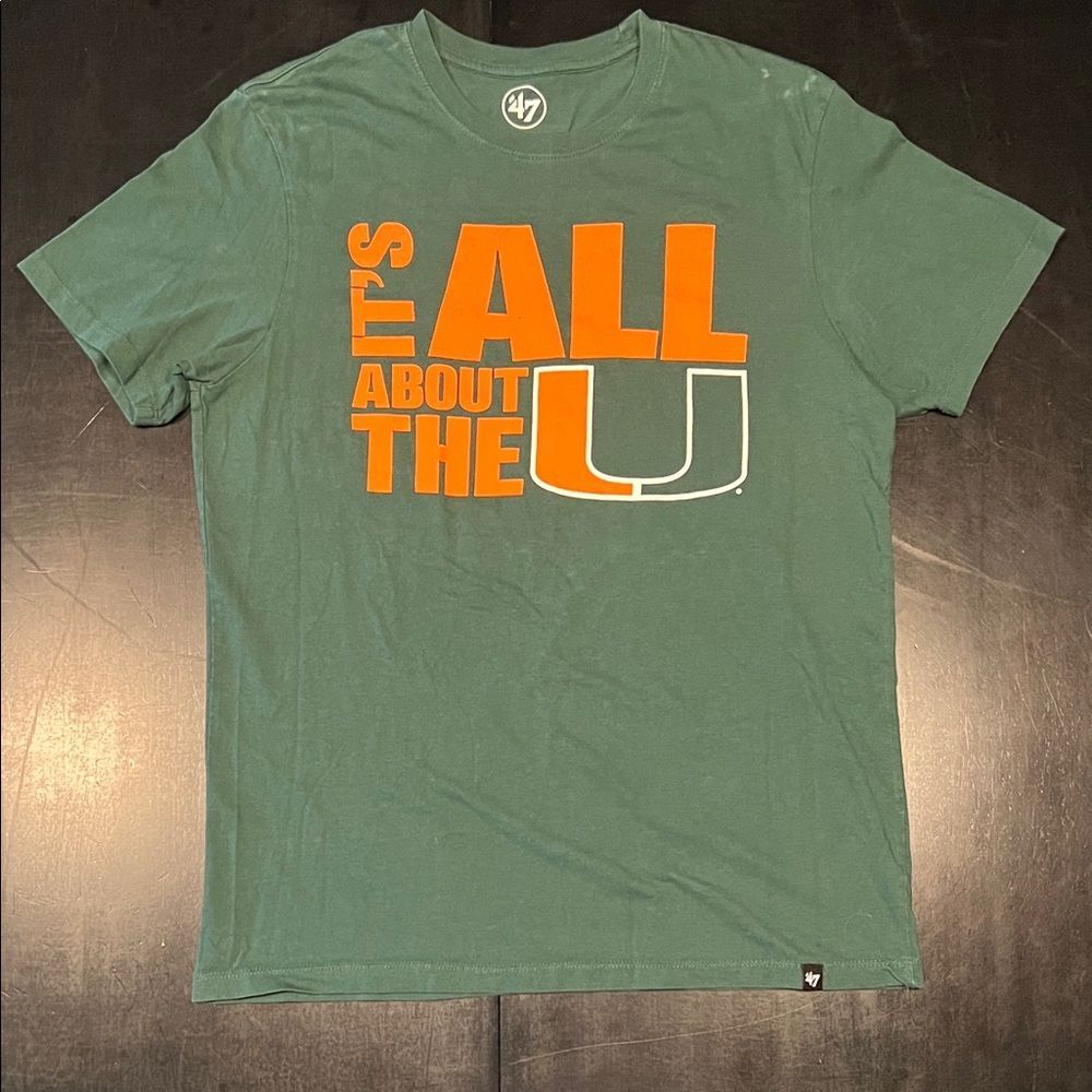 47 Green Tee with Orange and White Graphic